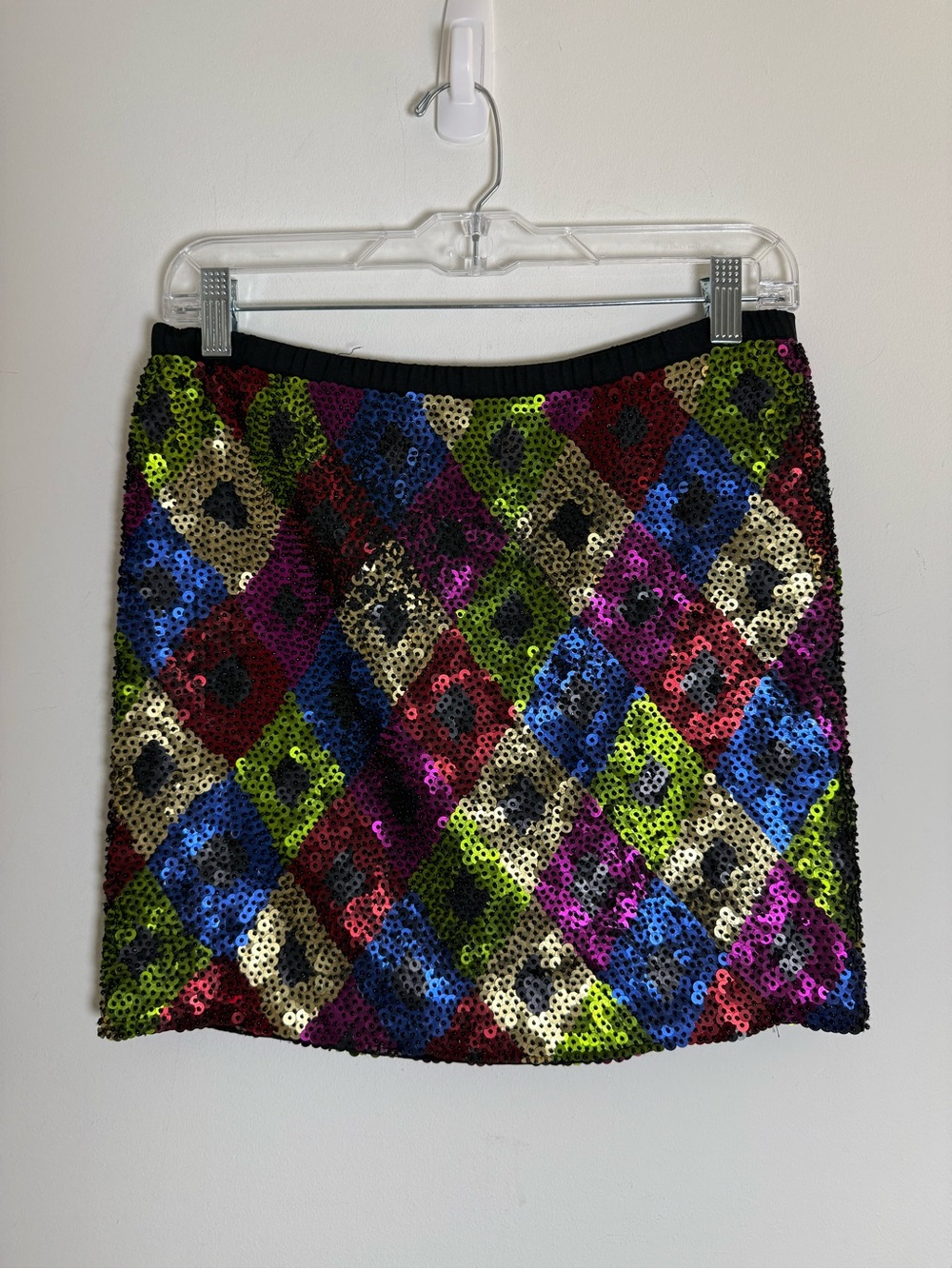 Cynthia Rowley Multicolor Sequin Diamond-Pattern Mini Skirt